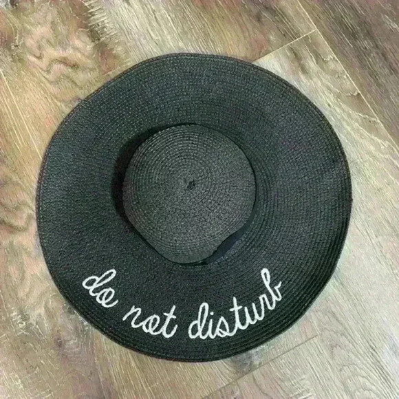 “Do Not Disturb” Black Straw Summer hat - Picture 1 of 7